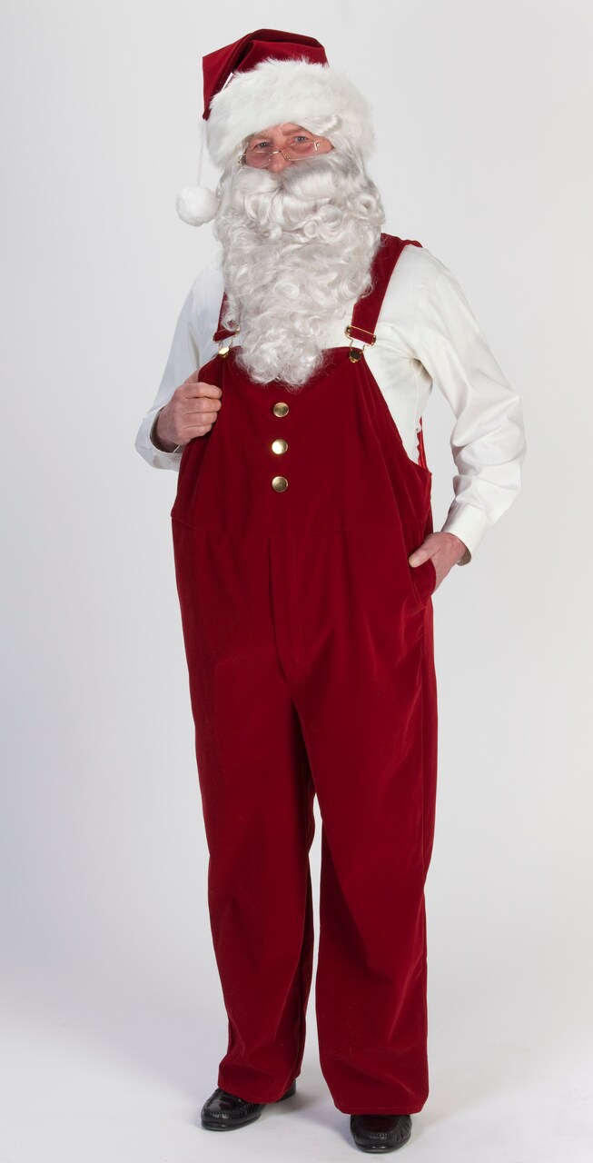 The Costume Center 7-piece Burgundy Velvet Overall Santa Claus Christmas Suit - Adult Size XXLarge